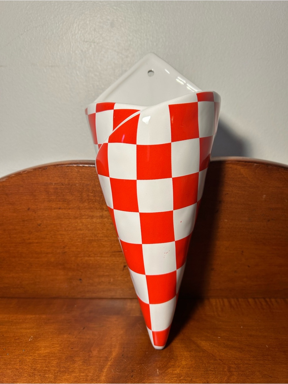 Bando Checker Wall Vase 4.75” wide x 10” tall x 3.25” depth